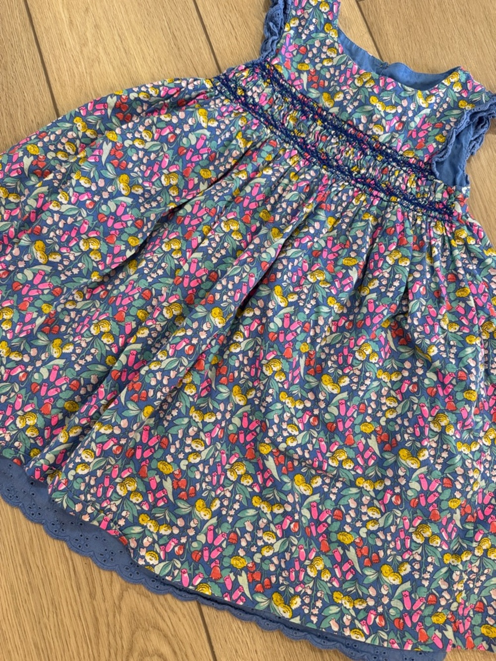 Mini Boden Floral All Over Print Eyelet Dress Sz 5-6y spring